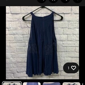 Torrid Navy Blue Lace Accent Tank Top